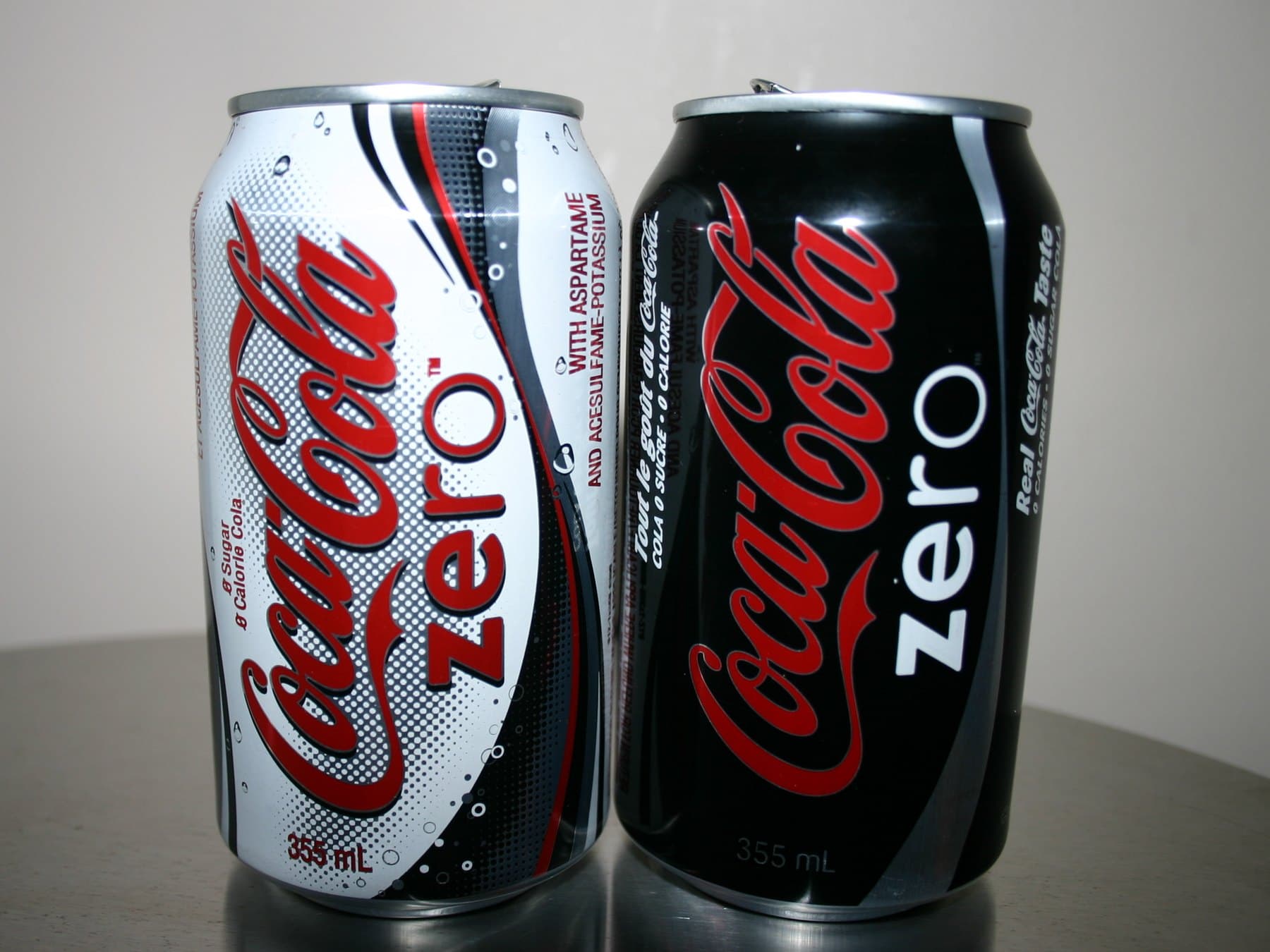 Two cans of Coca-Cola Zero