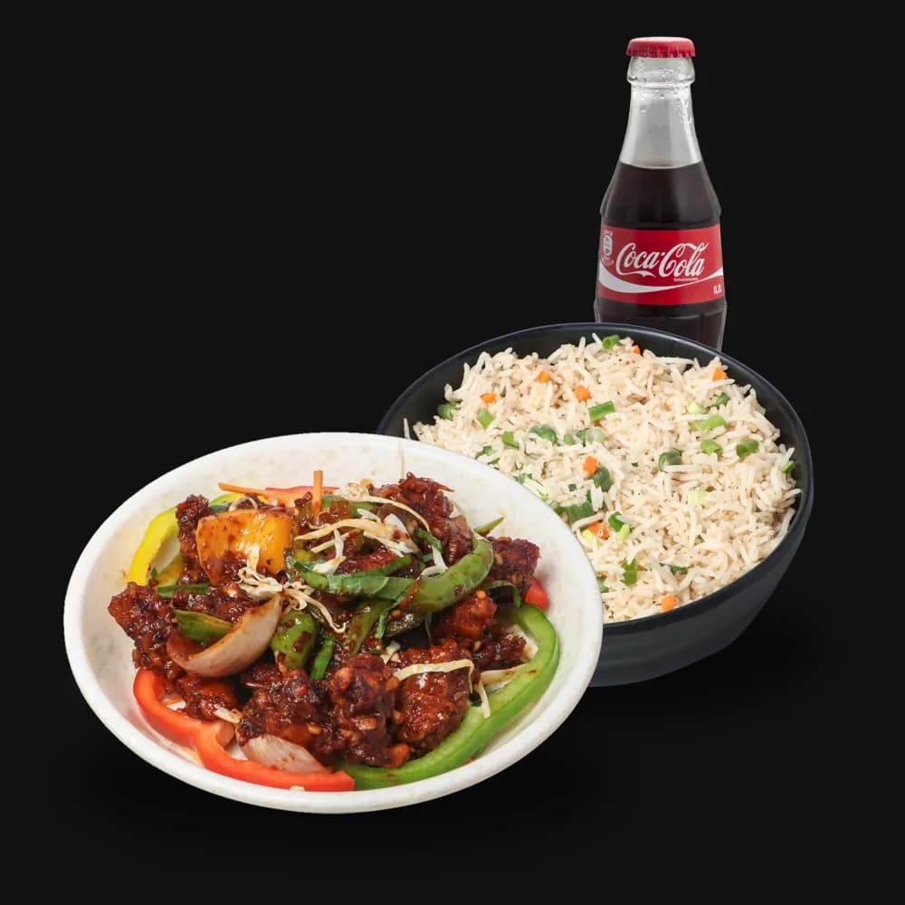 The Operator: chilli chicken, veg fried rice and a Coca-Cola