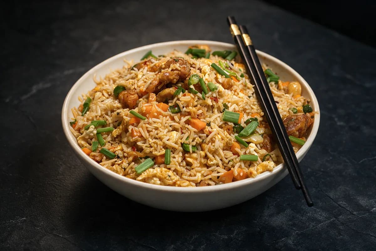 Wok Char Chicken Fried Rice with chicken and egg