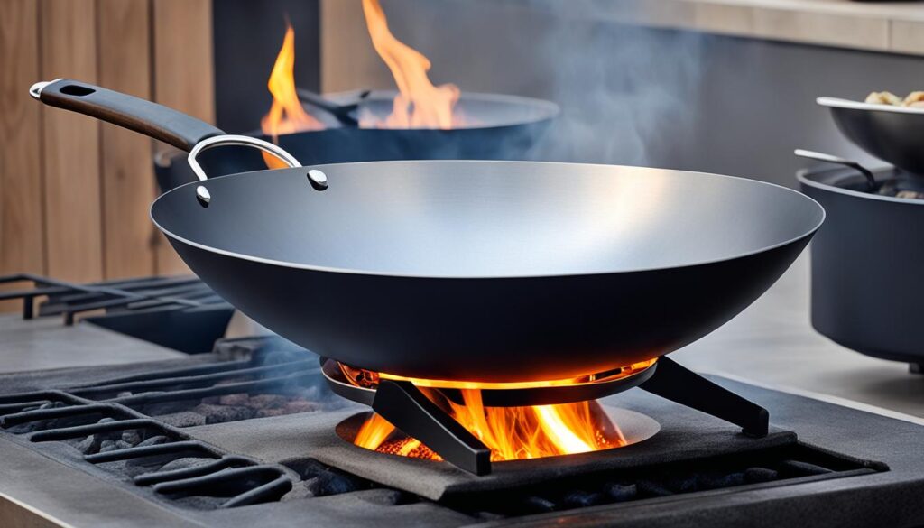 A carbon steel wok