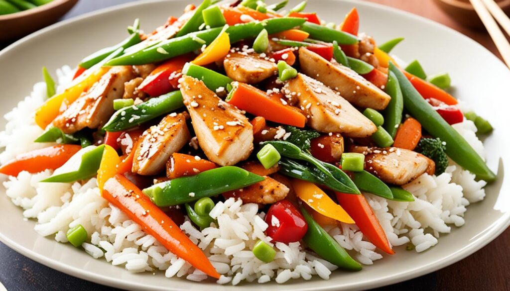 Stir fry chicken and vegetables