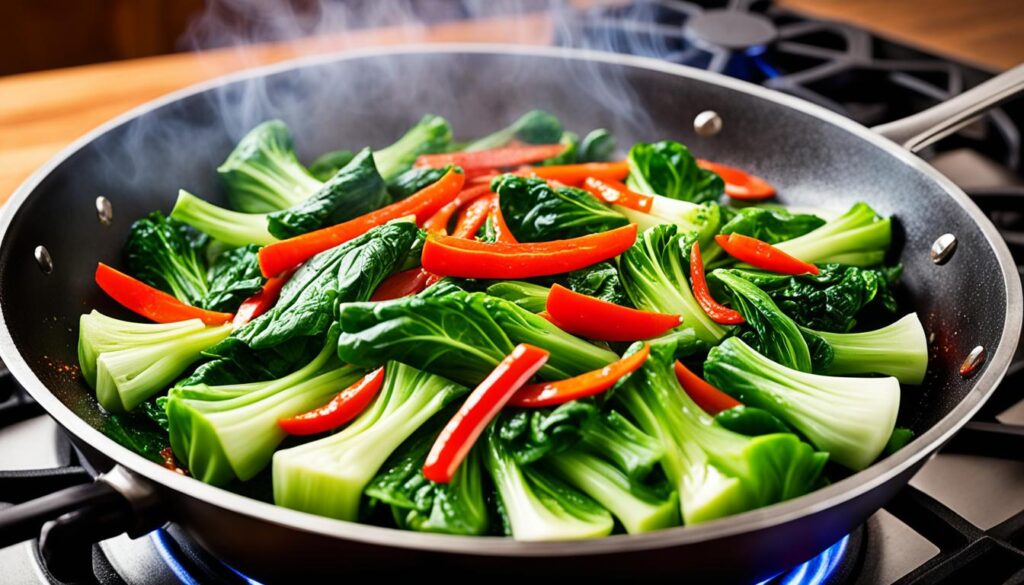 bok choy and red pepper stir-fry