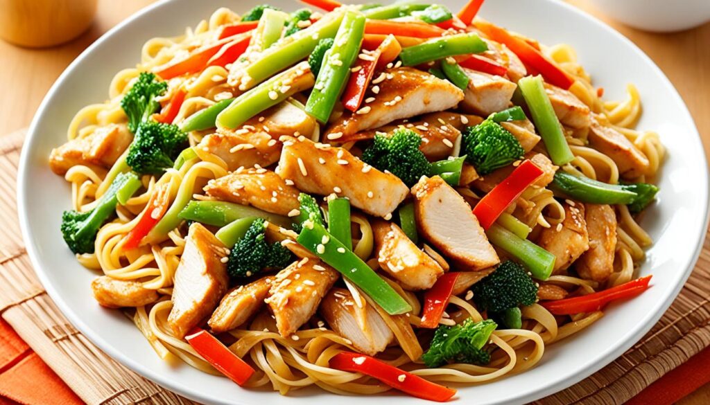 chicken lo mein noodle stir-fry