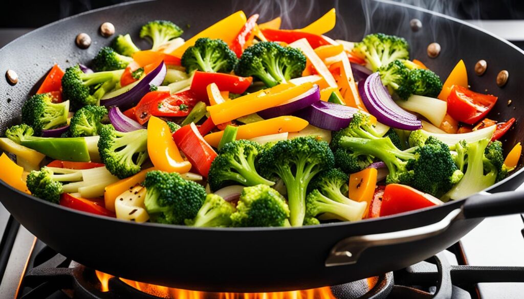 cooking vegetables for stir fry